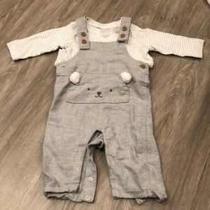 Gray flannel overall outfit baby boy
